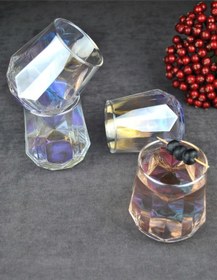Resim 4'lü Hologramlı Cam Bardak Meşrubat Su Bardağı 330 Ml - Dıamond Renkli 