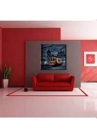 Resim Tramvay İstanbul Gece Kanvas Tablo 200x200cm 