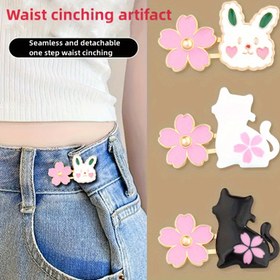 Resim 1 Adet/2 Adet Sevimli Karikatür Tavşan & Kedi Ayarlanabilir Bel Büzgücü - Dikişsiz Çıkarılabilir Pastel Çiçek Desenli Düğmeler, Kot Pantolonlar, Etekler ve Elbiseler İçin - Kadın Moda Aksesuarı, Günlük Kullanım, Düğünler, Partiler, Tavşan Aksesuarları, Kot Ayarı Düzeltici, Oyuncağı Düğme Tasarım, Dayanıklı Düğme 