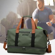 Resim Ekstra Büyük Seyahat Duffel Çantası - Hafif ve Dayanıklı Naylon, Zeytin Yeşili ve Kahverengi Detaylar, Spor Salonu, Yoga, Hafta Sonu Tatilleri ve Fitness için İdeal, Geniş ve Şık Tasarım, Her Fırsatta Mükemmel Hediye, Seyahat Çantası 