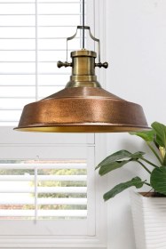 Resim Bakır Asaletli Eskitme Başlık Retro Sarkıt Lamba Restoran Salon Aydınlatma Patina 