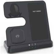 Resim Springsun Samsung Uyumlu 3'lü Hızlı Şarj İstasyonu: Telefon, Saat Ve Kulaklık İçin 15w Kablosuz Şarj Cihazı 