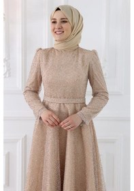 Resim Amine Hüma Aymira Tesettür Abiye Gold Gold 