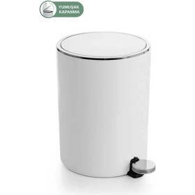 Resim Beyaz 5l Pedallı Çok Renkli Çöp Kovası, Banyo ve Ofis Için Pratik Çözüm 