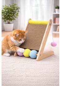 Resim Pureza Ahşap Gövde Kedi Tırmalama Tahtası Oyun Ve Tırmalama Platformu Kedi Oyuncağı Halat Sarımlı Toplu Oyun Alanı 