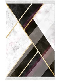 Resim Alanur Home Eko Trend Djt Yıkanabilir Kaymaz Taban 3 Lü Yatak Odası Takımı F5002 Mermer Siyah Beyaz 