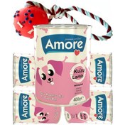 Resim Amore Kuzu Etli Yavru Köpek Konserve 5 x 400 G + Fırlatılacak İpli Top 