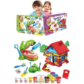 Resim Oyuncak Hamur Ev Set Dino Dişçi Hamur Set 880 Gr Set 