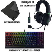 Resim Razer BlackWidow V3 Tenkeyless - Türkçe + HDS Blackshark v2 X + Trust GXT754 Mouspad L Bundle 