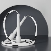 Resim Ayarlanabilir Bambu Boncuklu Atlama İpi, Anti-Sarmalı Fitness Atlama İpi, Kadınlar ve Erkekler için Hızlı Egzersiz, ABS ve Naylon, Şarj Edilmemiş, İş Günü Egzersizi için İdeal - Siyah/Kırmızı/Beyaz 