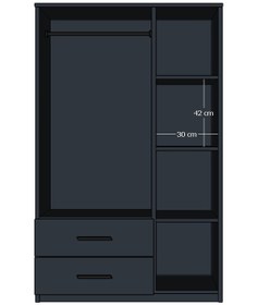 Resim Gm 852 Home 3 Kapı 2 Çekmeceli Antrasit Gri Aynalı Gardırop 