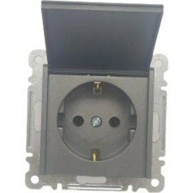 Resim Makel Karea Füme Kapaklı Topraklı Priz Çerçevesiz 