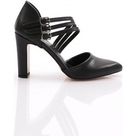 Resim Dgn 318 Kadin Kalin Topuklu Bileği Kemerli Topuklu Ayakkabi Siyah 