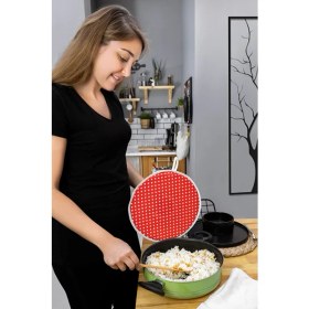 Resim Asev Home Pilav Demleme Örtüsü , Tencere Kapağı Bonesi KIRMIZI 