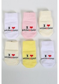 Resim Baby Shez Pamuklu 6'lı Yenidoğan Kız Bebek Çorap Mum Dad "Karışık Renkli" 