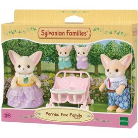 Resim Sylvanian Families Çöl Tilkisi Ailesi 4'lü Figür Seti İkiz Bebek Arabalı 5696 