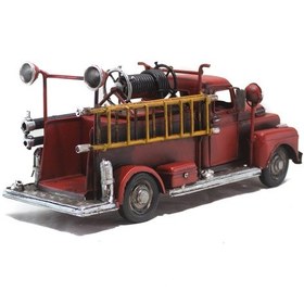 Resim Metal İtfaiye Dekoratif Araba Kumbaralı Fotoğraf Çerçeveli 