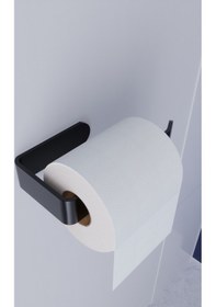 Resim Paslanmaz Yapışkanlı Lüks Tasarım Lamalı Tuvalet Kağıtlığı Ev Banyo Düzenleyici Siyah 
