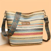 Resim Bohemian Retro Kadın Çapraz Askılı Çanta - Ayarlanabilir Kayış, Çok Renkli Sentetik Malzeme, Fermuarlı Kapatma ve Polyester Astar - Günlük Kullanım, Seyahat, Alışveriş için Çok Amaçlı Telefon/Cüzdan Çantası, Sanatsal Tarz, Hafif Taşıma, Casual Stil 