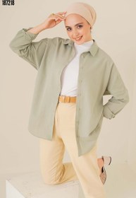 Resim 103901 Oversize Basic Tesettür Gömlek AHaki 