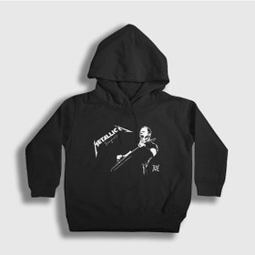 Resim Presmono Unisex Çocuk Jaymz Metallica Kapüşonlu Sweatshirt Siyah 