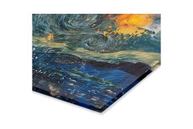Resim Feyza Design Renkli Van Gogh Art Temperli Cam Kesme Tahtası, Şık Tasarım ve Kaymaz Yüzey 