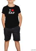 Resim I Love Rap Siyah Çocuk Tişört 