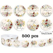 Resim 500 Çıkartma / Rulo Küçük Çiçekli Teşekkür Etiketi Yuvarlak Mühürlü Etiket Hediye Zarfı Tebrik Kartı Parti DIY Dekorasyon Malzemeleri 8 Tasarım Renkli Çiçekler Kendinden yapışkanlı Bahar Çiçeği Etiketi PVC Kuru Yapıştırıcı Duvar Çıkartması 