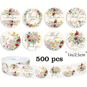 Resim 500 Çıkartma / Rulo Küçük Çiçekli Teşekkür Etiketi Yuvarlak Mühürlü Etiket Hediye Zarfı Tebrik Kartı Parti DIY Dekorasyon Malzemeleri 8 Tasarım Renkli Çiçekler Kendinden yapışkanlı Bahar Çiçeği Etiketi PVC Kuru Yapıştırıcı Duvar Çıkartması 