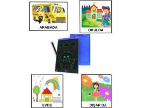 Resim Südor LCD Yazı Tahtası 8.2 Inç Eğlenceli ve Eğitici Tablet Mavi 