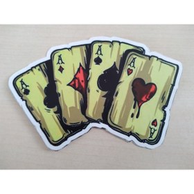 Resim Aksesuar Iskambil Kağıdı Sticker 11x8cm (2ADET FİYATI) Full As Sticker, Iskambil Kağıdı Etiketi, Çıkartması 