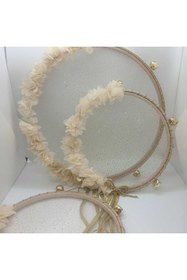 Resim Gülce Kasnak Dantelli Gelin ve Nedime Tef Seti 