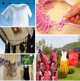 Resim Taşınabilir Seyahat Çamaşır İpi 12 Mandallı Klipsli Lastikli Çamaşır Mandalları 5250 Diğer 