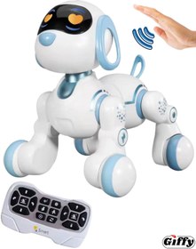Resim giffy Oyuncak Full Fonksiyon Uzaktan Kumandalı El Sensörlü Şarjlı Işıklı Müzikli Dansçı Robot Köpek 