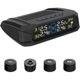 Resim Fosenze Yenilikçi Tasarım, Kablosuz Lastik Basınç İzleme Cihazı, Hd Lcd Ekran, Anormal Uyarı, 4 Sensör, Güneş Enerjisi Ve Usb Şarj 