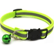Resim Jeemson Fluoresan Yeşil Köpek Kedi Kolye, Yansıtıcı Kumaş, Zil İle, Boyut Ayarlanabilir, Nylon Materyal, Tüm Mevsimler İçin 
