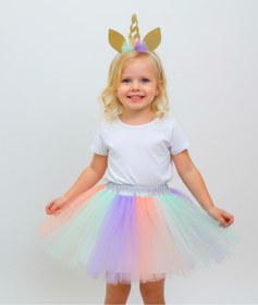 Resim Şenkız Taçlı Doğum Günü Unicorn Renkli Tütü Kız Çocuk Etek 