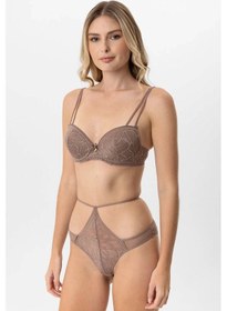 Resim Pierre Cardin Dantelli Soft Push Up Sütyen Takım Sütlü Kahve Sütlü Kahverengi 