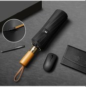 Resim Fochsia Otomatik Açılır Siyah Upf50+ Alaşım Şemsiye - Rüzgar Geçirmez, Uv Koruma 