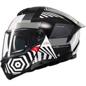 Resim Mt Helmets Mt Atom 2 Strange B2 Çene Açılır Kask Siyah Beyaz 