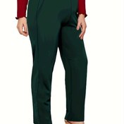 Resim Artı Boyutlu Düz Konik Pantolon, Zarif Cep Yüksek Bel Pantolon, Kadınların Artı Boyutlu Giyim 