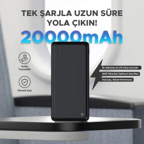 Resim Dexim YB134 20.000 mAh Kapasiteli Siyah Şarj Cihazı İki USB Çıkışlı Güçlü Powerbank 