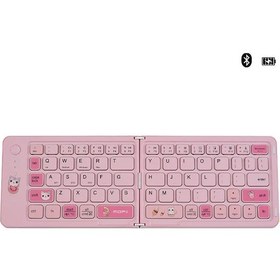 Resim Üç Bluetooth Kablosuz Katlanır Klavye 67 Tuşlar Windows/İos Uyumlu/android İçin Pink Portuguese Layout 
