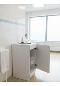 Resim Tekerlekli Taşınabilir Seyyar Lavabo Beyaz 