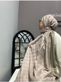 Resim Modakaşmir G Desen Kaşmir İpek Şal Vizon Yeşil Renk Koyu Vizon 