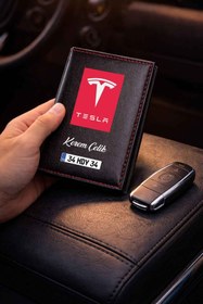 Resim HEDİYEDİYE Kişiye Özel Tesla Logolu Termo Deri Ruhsat Kabı 