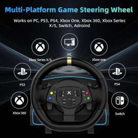 Resim Crktech CRK Tech Manuel Oyuncu Direksiyon Seti Kablolu LED Titreşimli PS4 PS3 PC XBOX360 Uyumlu 