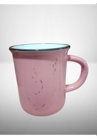 Resim Seramik Kulplu Bardak Renkli Emaye Görünümlü 260 Cc - Pembe Pembe 