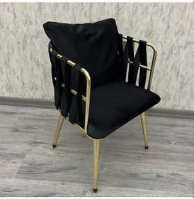 Resim Tekli Siyah Gözde Sandalye Gold 