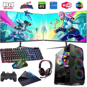 Resim I5 14400F 16GB DDR4 480SSD 6GB RTX3050 Çift 24\ Mon. Oyun Bilgisayarı (Gaming SET) 